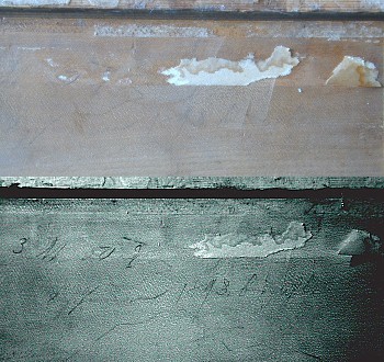 Oben Originalvorlage / Unten Infrarot-Reflektographie